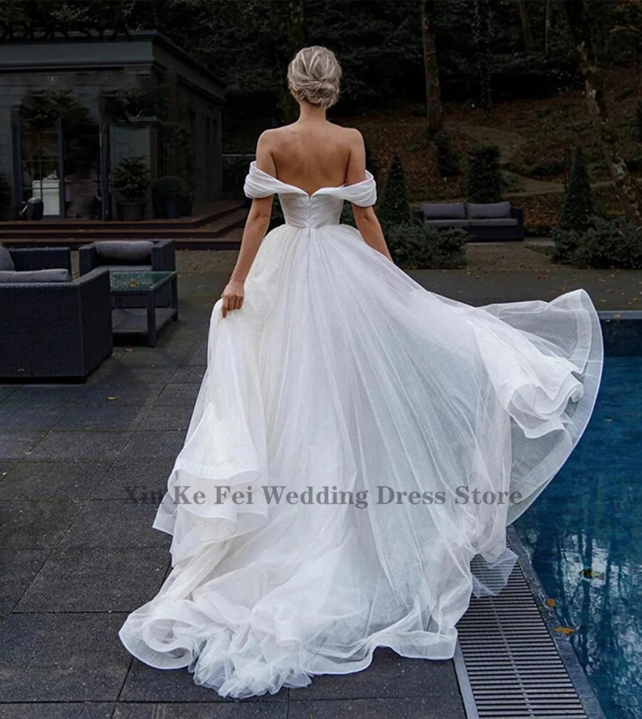 Abito da sposa in tulle brillante con spalle scoperte Abito da sposa elegante con fascia a cuore da donna Abito da sposa in spia