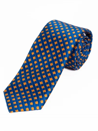 Ampia cravatta nobile superficie reticolare blu arancione