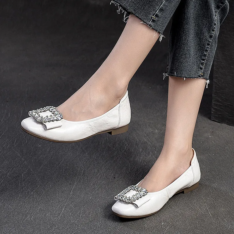 Appartamenti casual in morbida pelle moda retrò da donna