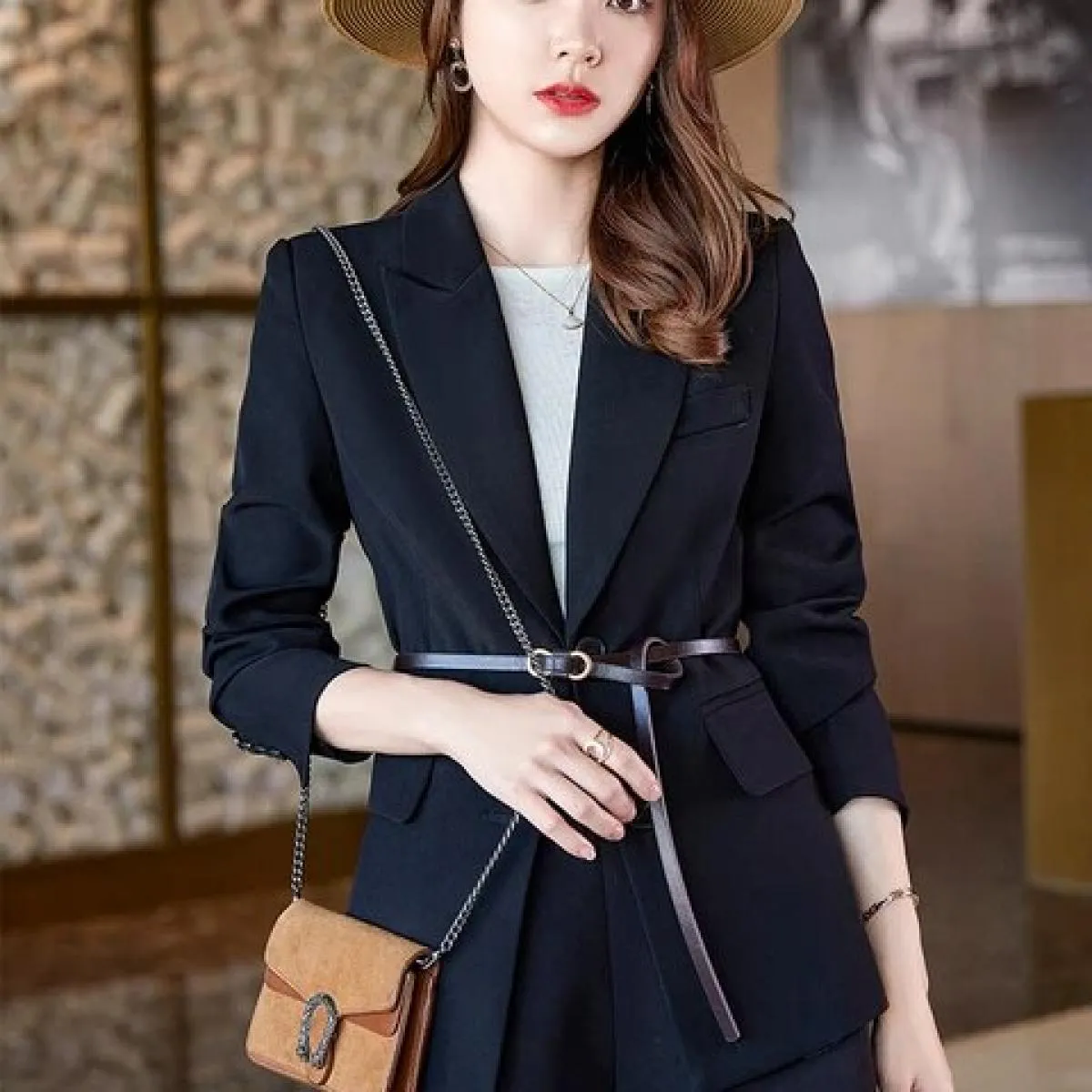 Blazer a maniche lunghe da donna di alta qualità Blu Caffè Cachi Nero Rosa Solido Donna Donna Giacca formale monopetto Coa