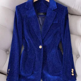 Blazer formale da donna scozzese verde nero blu moda per giacca a bottone singolo a maniche lunghe da donna autunno inverno con
