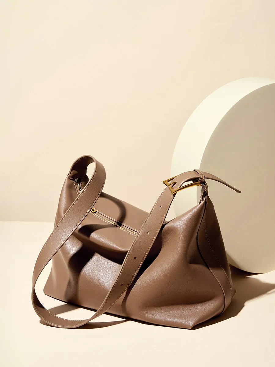 Borsa tote a spalla in morbida pelle stile minimalista da donna