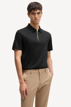 BOSS BOSS Slim Fit Zip Placket Mercerised Cotton Polo Shirt    
