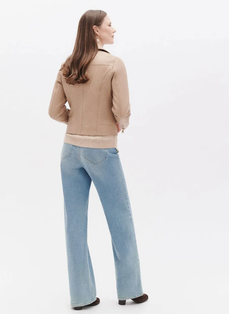  CAROLL   VESNA - Giacca dritta in pelle con revers | Marrone
