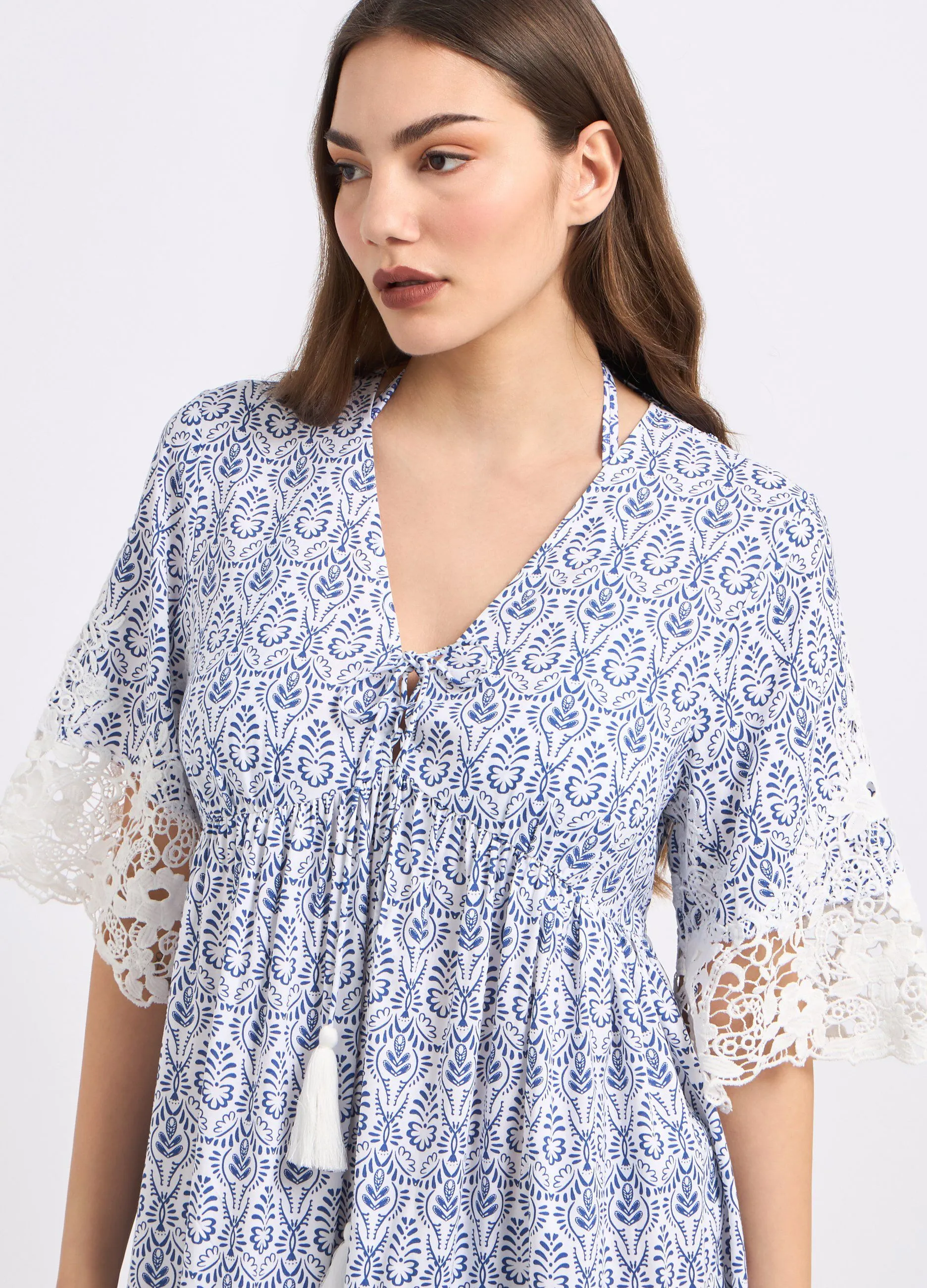 Copricostume in viscosa con pizzo donna