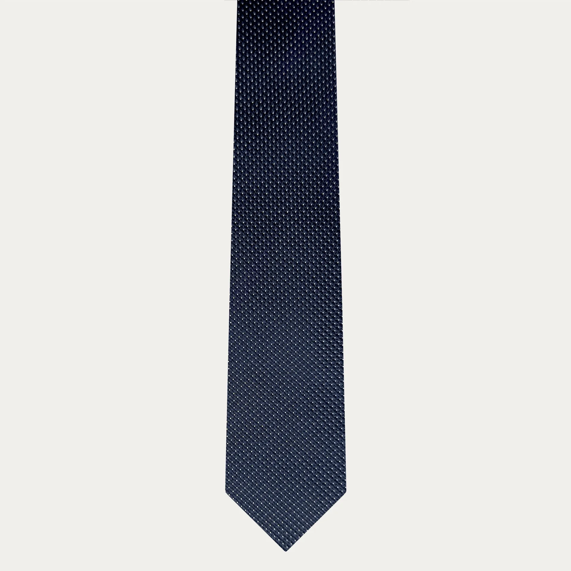 Cravatta stretta blu puntaspillo in seta jacquard