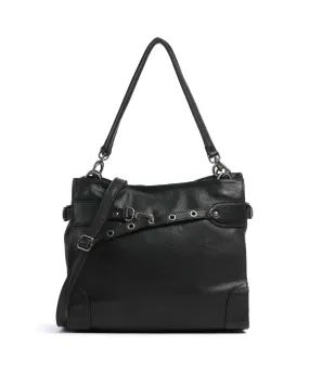 FredsBruder Belt It Borsa hobo pelle granulata nero  