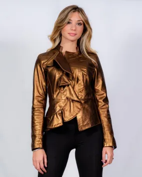 GIUBBINO IN PELLE DONNA BRONZO MOD. SCIALLA