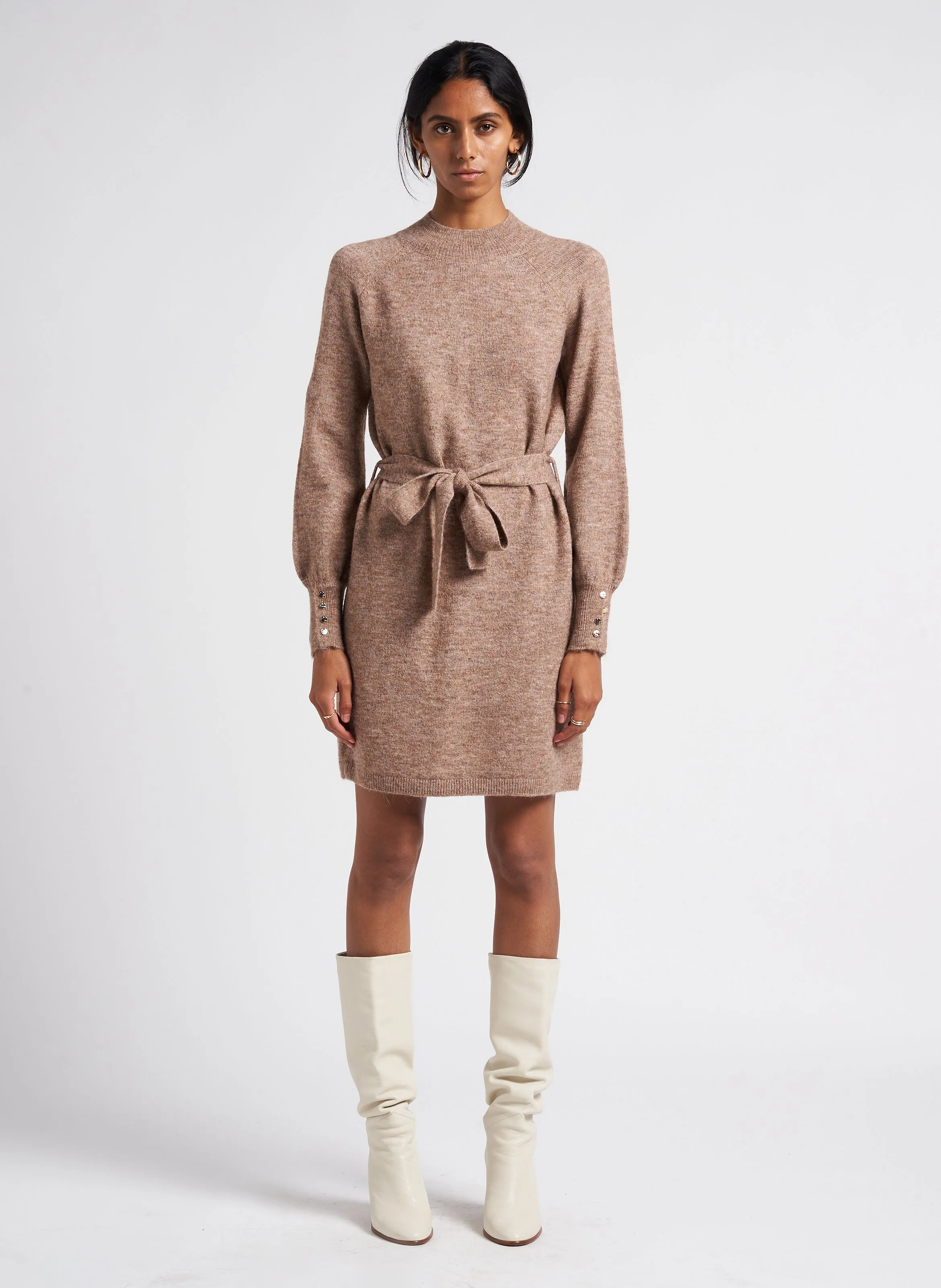  GRACE ET MILA   LUMINEUSE - Abito a collo alto in maglia | Grigio