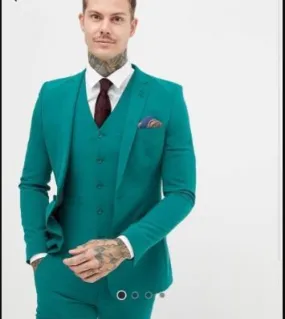 Green Costume Homme Abiti da uomo Groomsman Smoking da sposa Terno Masculino Uomo Prom Slim Fit Blazer 3 pezzi giacca  pantalo