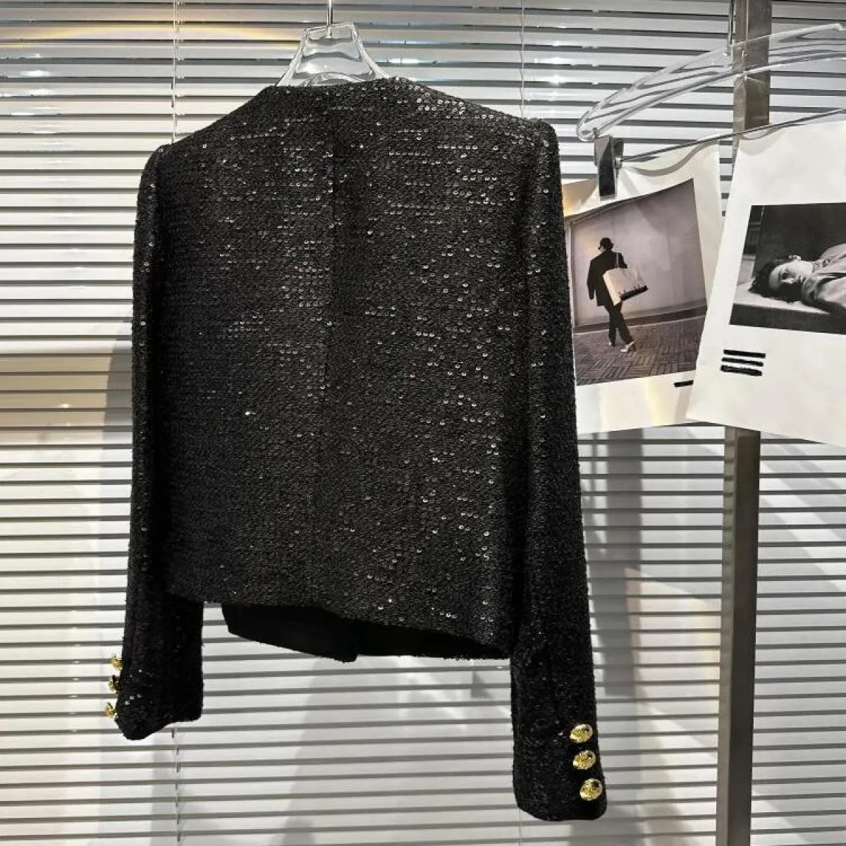 High Street Newest Fashion 2023 Spring Designer Jacket Giacca da donna con spalline in paillettes con fibbia in metallo a doppia