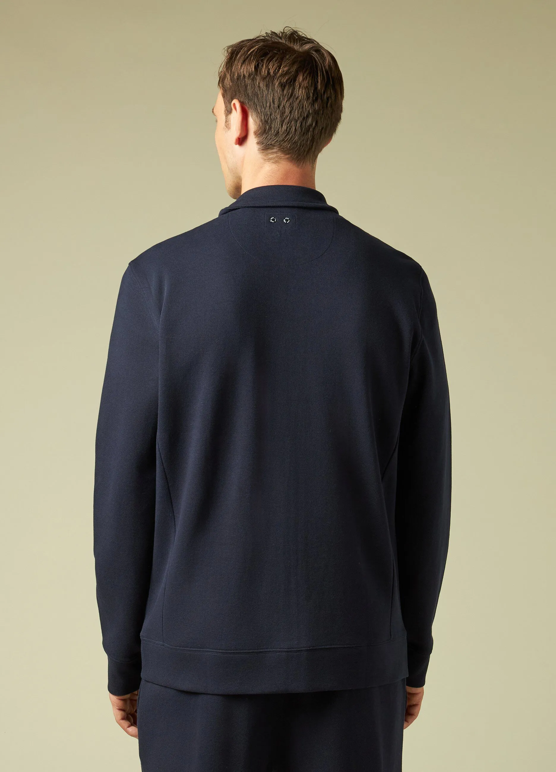 HOLISTIC  Felpa full-zip in puro cotone piquet uomo
