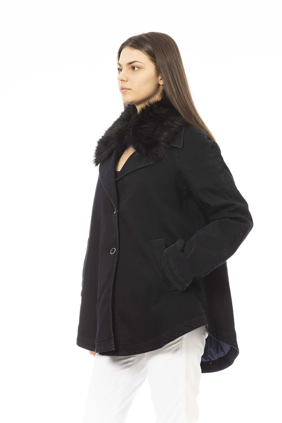 Jacob Cohen cappotto corto nero piume elegante   