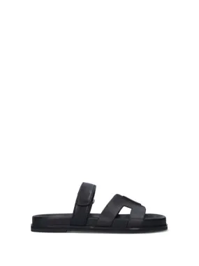 Leather slipper with velcro closure