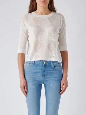 Maglia donna Gran Sasso Marinara M/G in viscosa stretch Bianco
