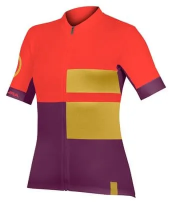 Maglia Endura FS260 da donna a manica corta Rosso melograno / Giallo