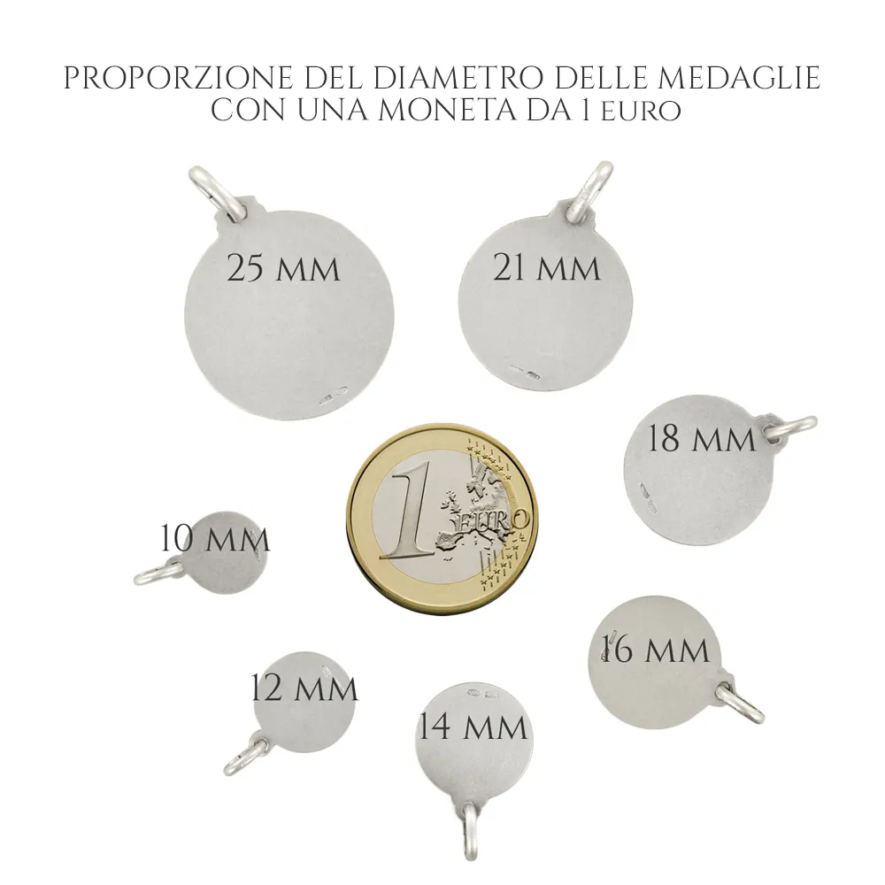 Medaglia San Michele Arcangelo in oro bianco 18 mm