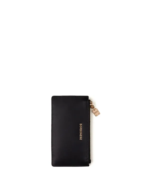 Medium black leather card holder