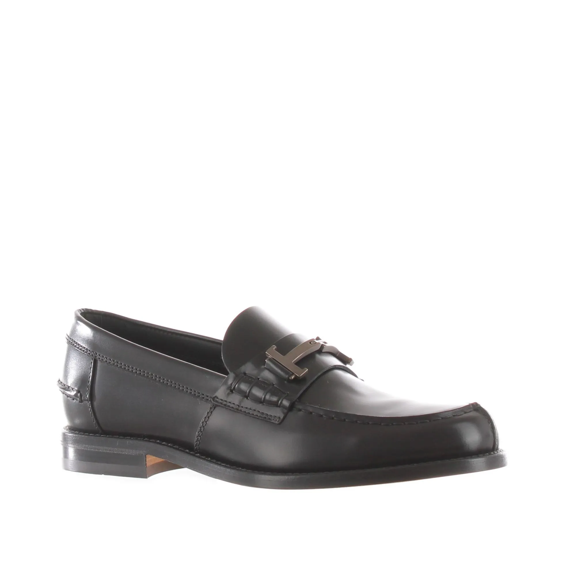 Mocassino in pelle con accessorio double t