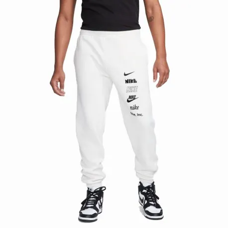 Nike Pantaloni Con Polsino Logo Avorio Uomo