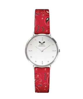 OROLOGIO BIANCO ZIRCONI dm. 28 PELLE STAMPA BANDANA ROSSA