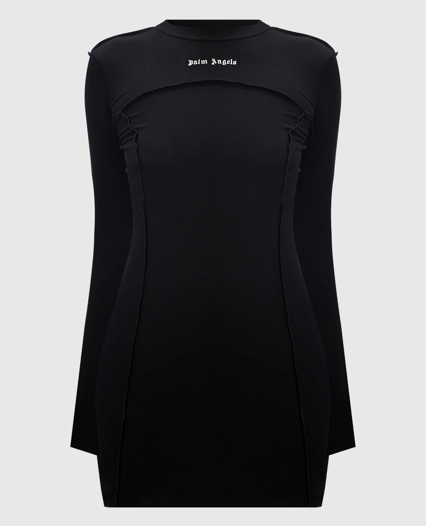 Palm Angels Mini abito nero con ricamo logo a contrasto PWDH004C99FAB001