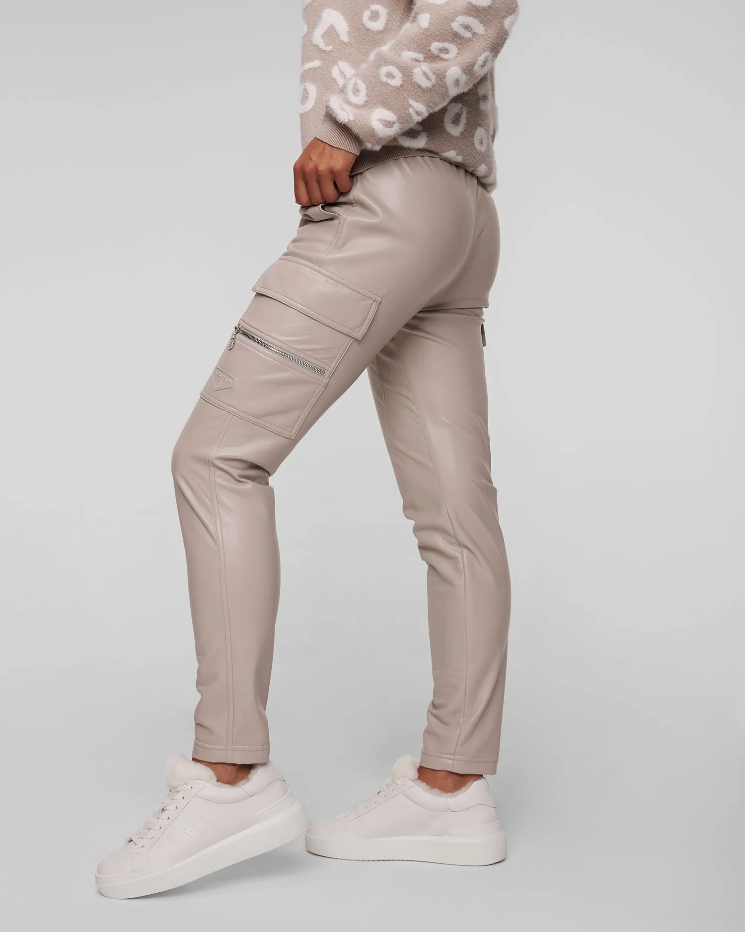 Pantaloni beige in ecopelle da donna Sportalm 1856515496-string
