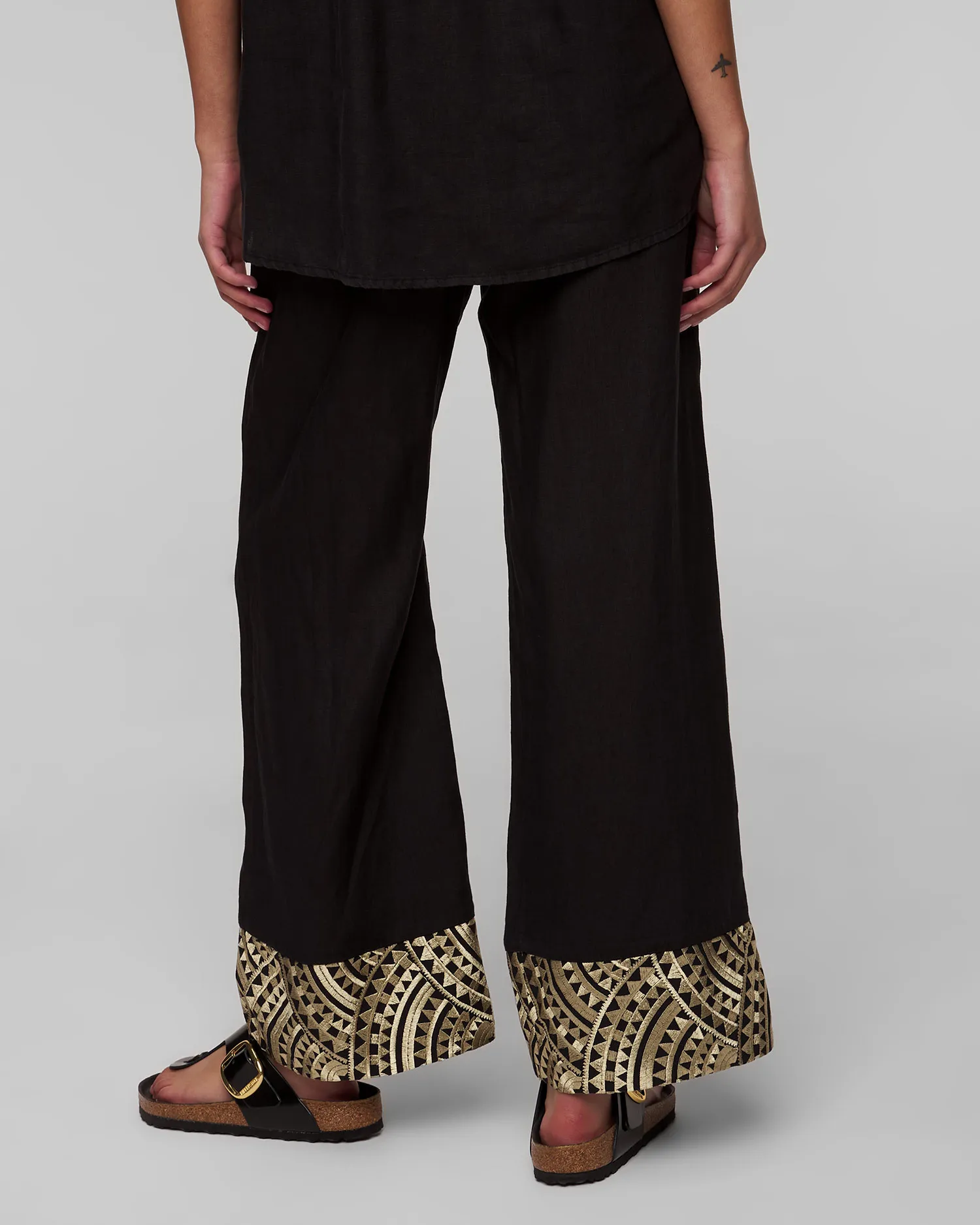 Pantaloni grigi di lino da donna Kori s24k210289-221