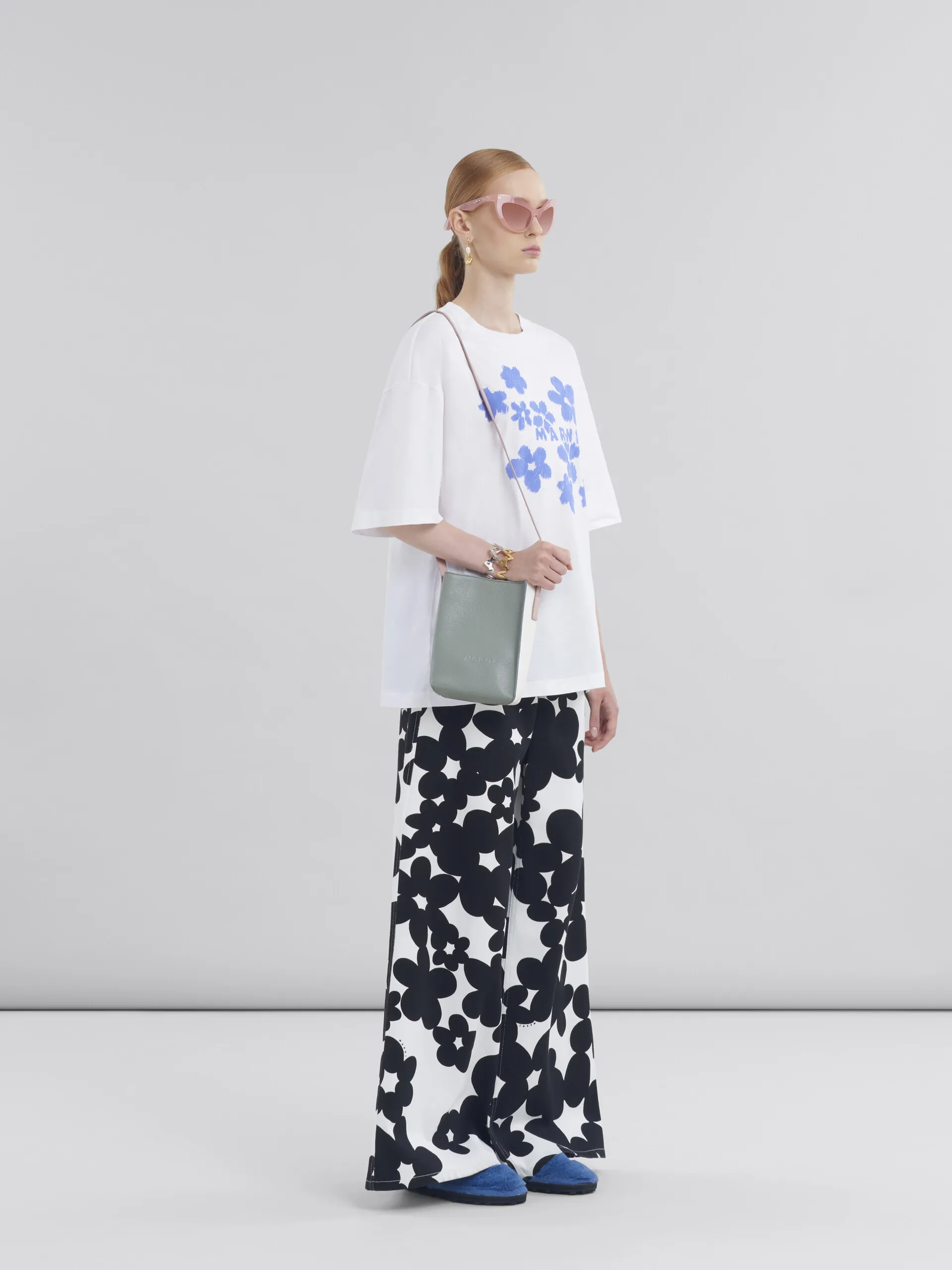 Pantaloni in cotone con stampa Dillies bianca e nera