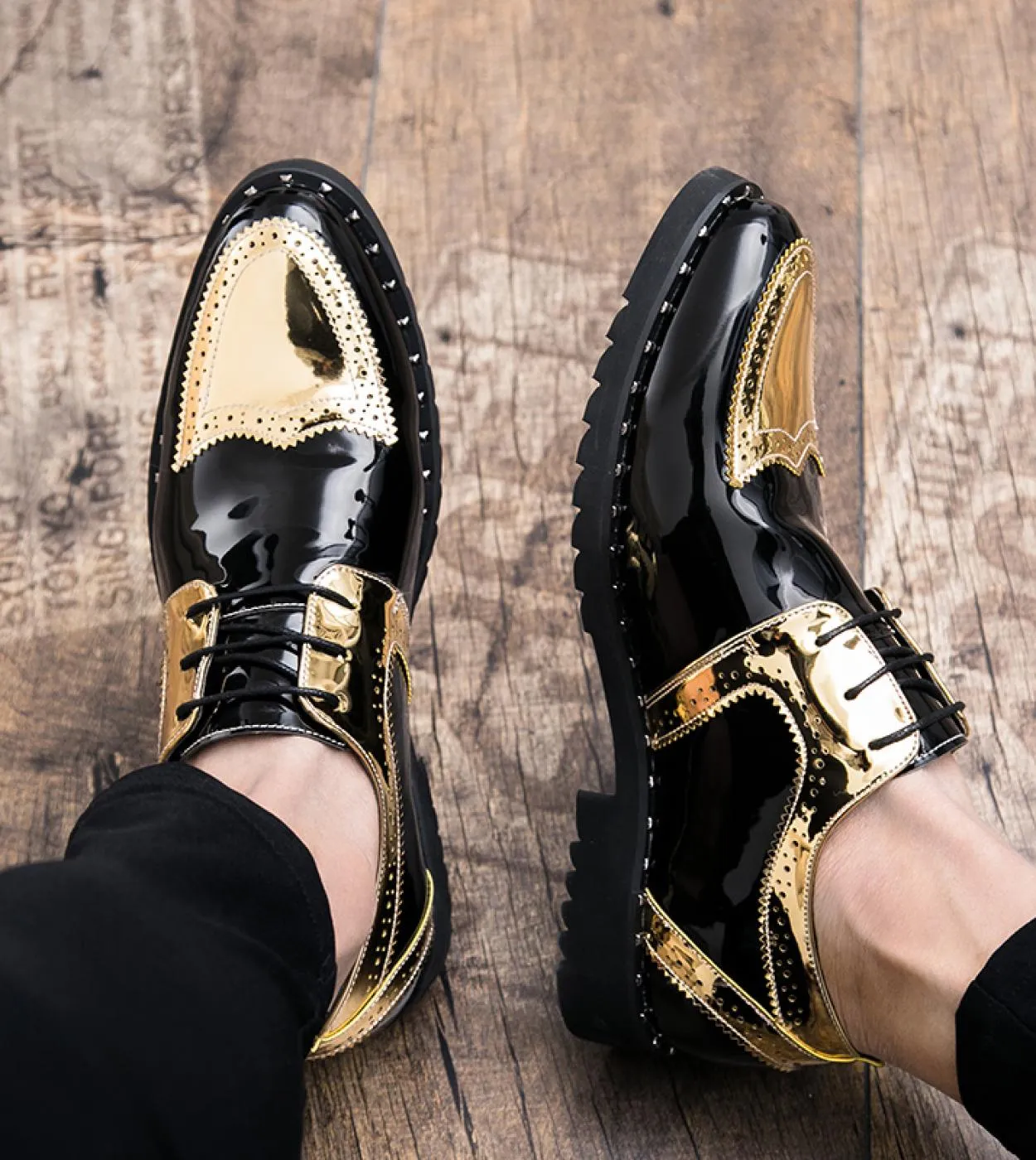 Scarpe in pelle Scarpe casual in pelle Primavera Autunno Stringate Punta tonda Pelle casual