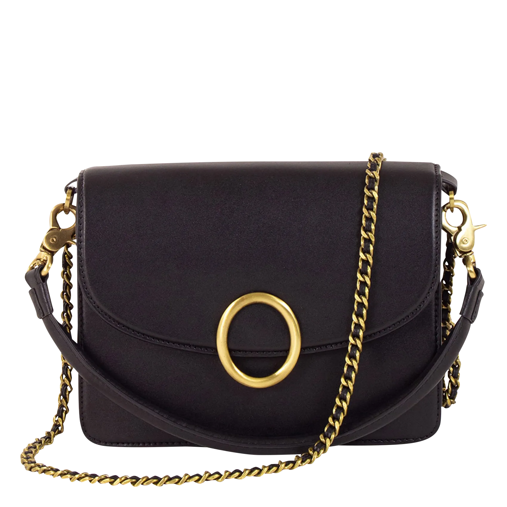  SESSUN   THEAO - Borsa a tracolla con patella in pelle | Nero