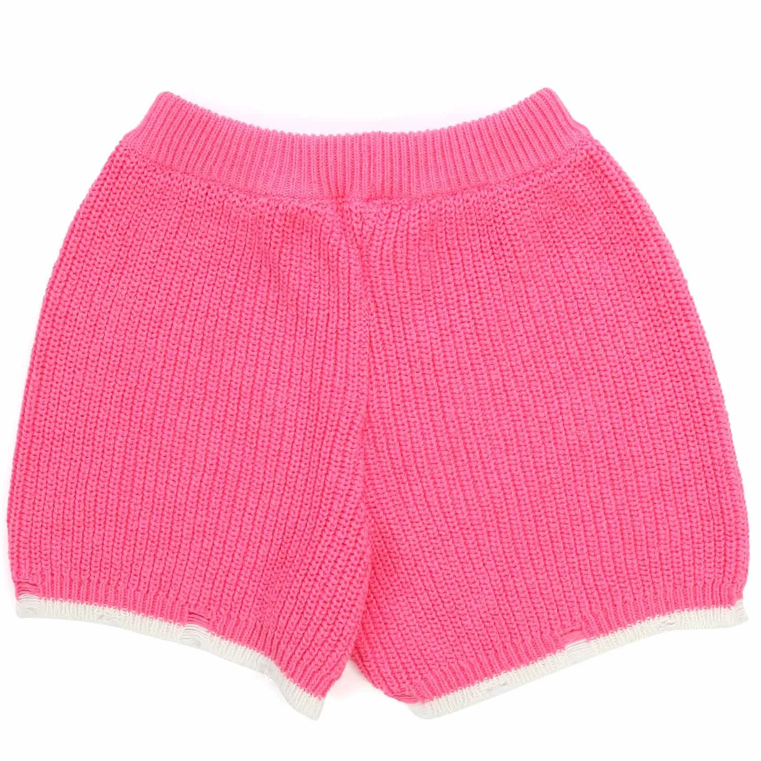 Shorts In Maglia Rosa Fluo E Latte Bambina E Teen