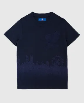Stefano Ricci T-shirt blu scuro per bambini con ricamo YNH84001LD803