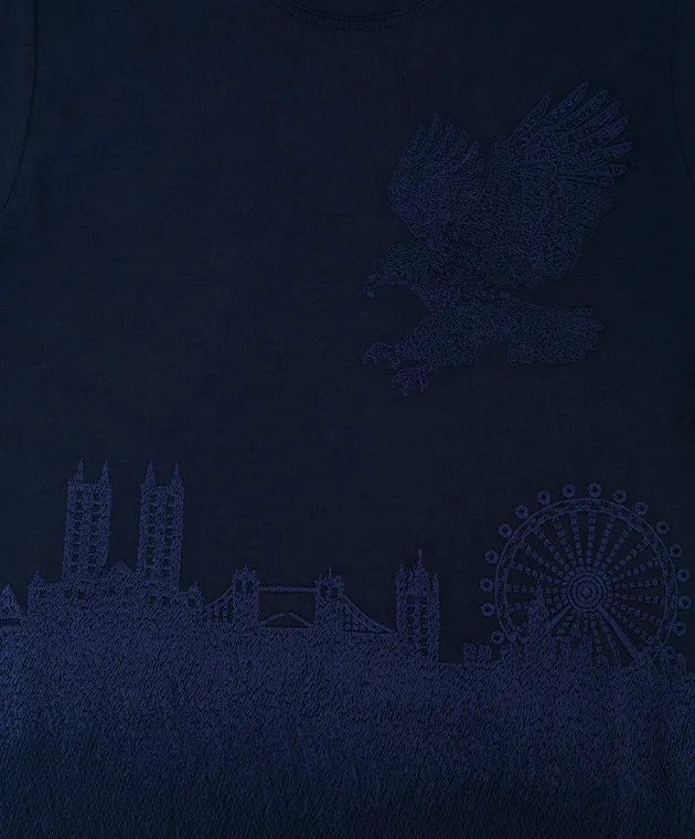 Stefano Ricci T-shirt blu scuro per bambini con ricamo YNH84001LD803