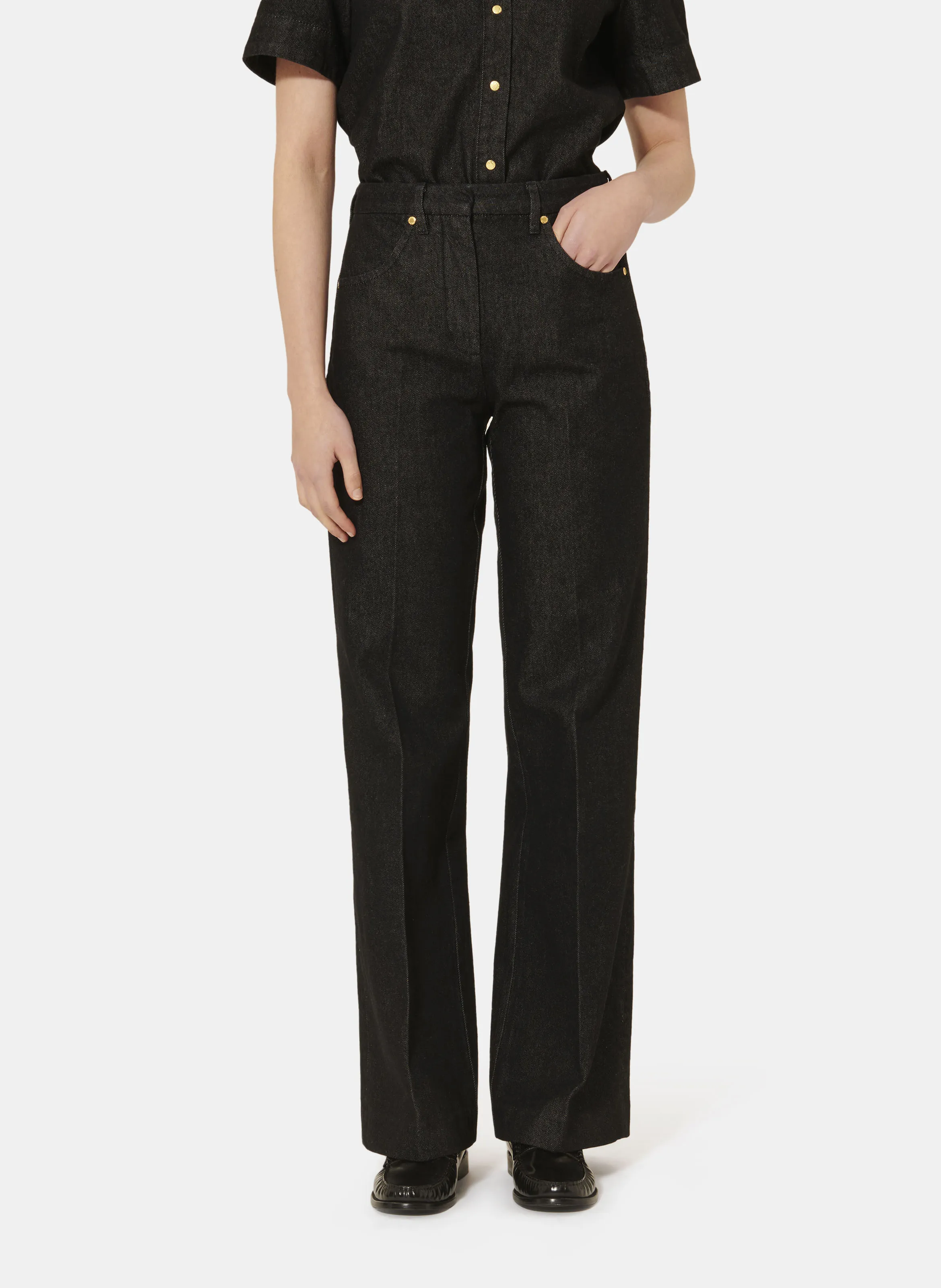  TARA JARMON   JEROME - Jeans dritti a vita alta in cotone bio | Nero
