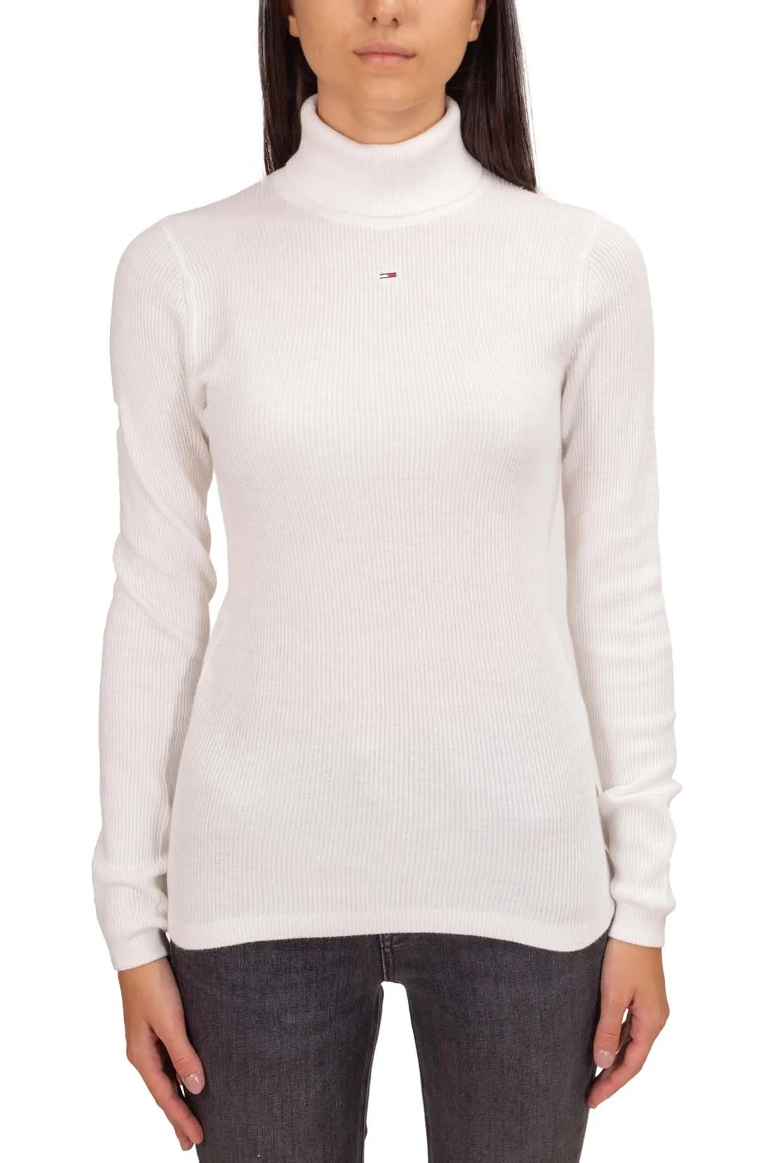TOMMY JEANS Pullover donna dolcevita slim con ricamo flag 