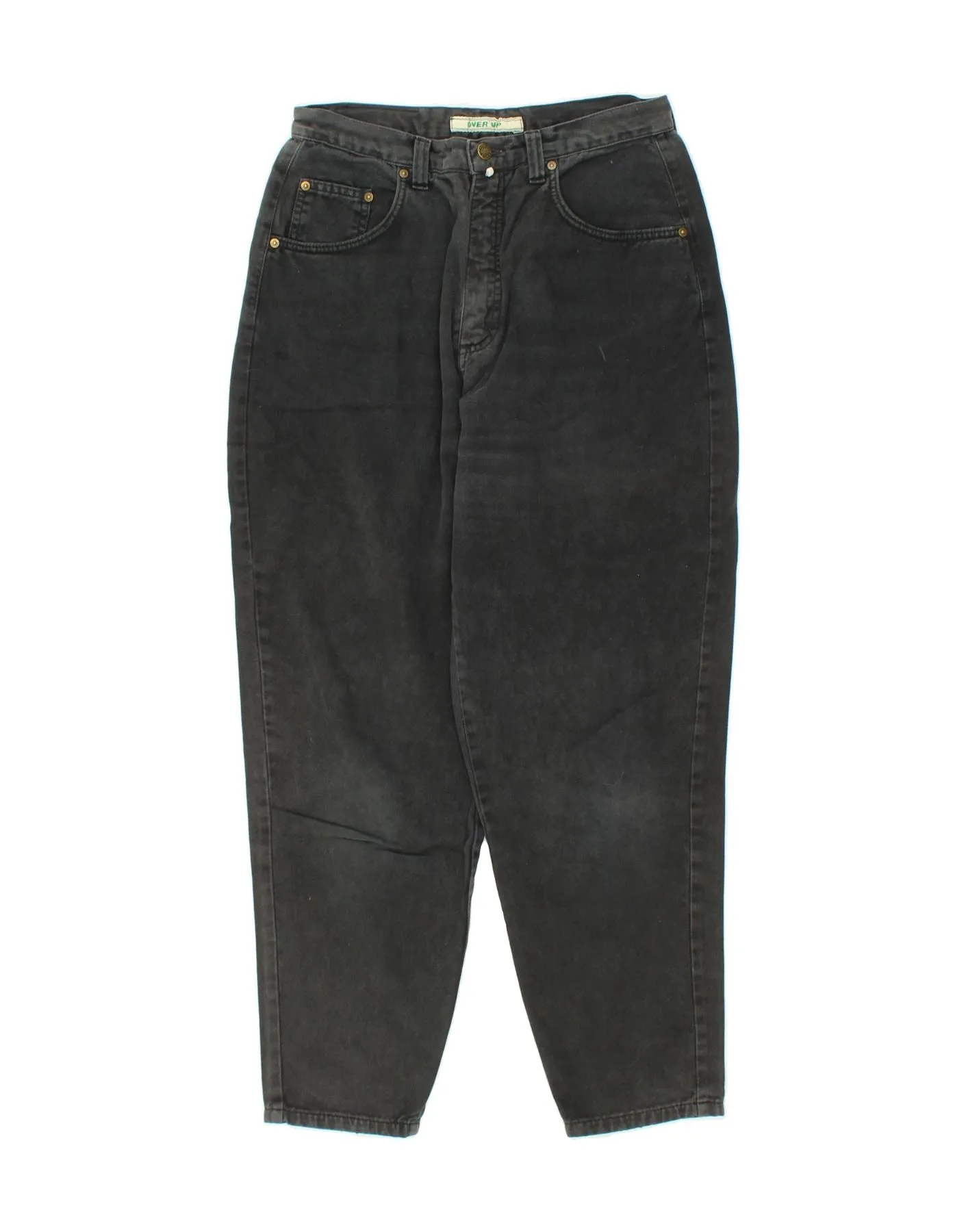VINTAGE Mens High Waist Tapered Jeans W33 L30 Black Cotton