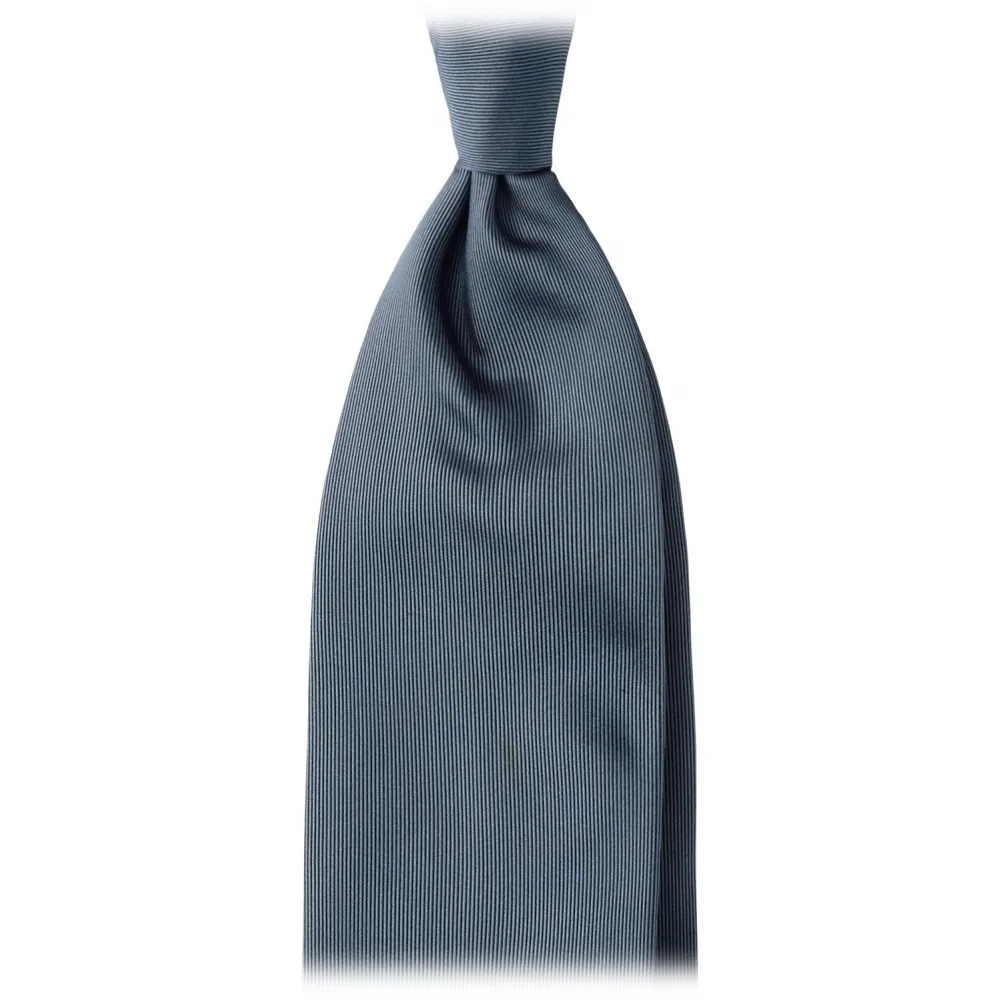 Viola Milano - Cravatta in Seta Intrecciata Tinta Unita - Mare - Handmade in Italy - Luxury Exclusive Collection