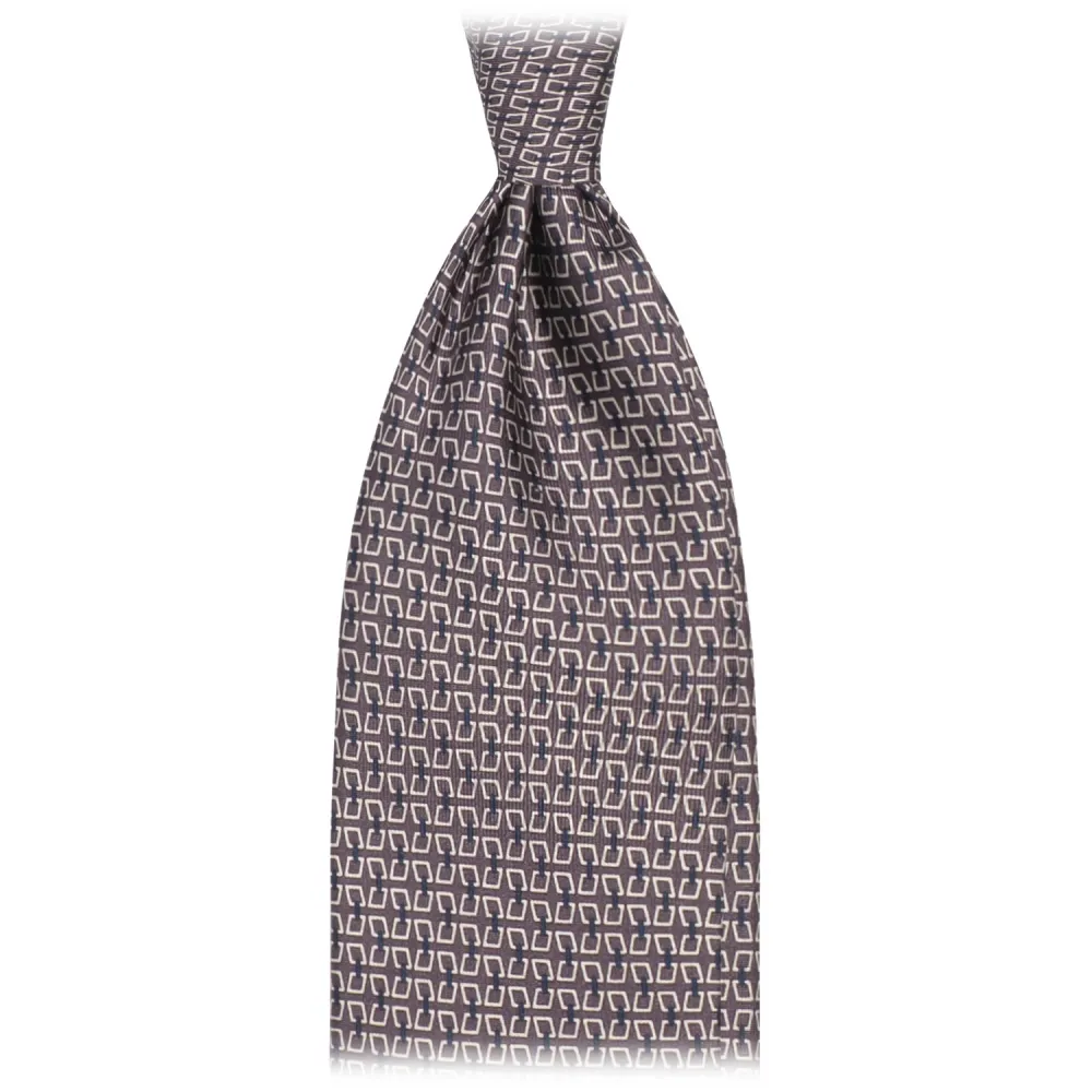 Viola Milano - Cravatta in Seta Italiana con Chiusura a Catena - Grigio - Handmade in Italy - Luxury Exclusive Collection